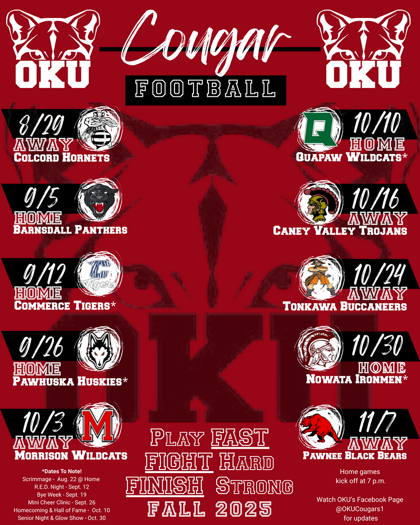 OKU Fall 2025 Varsity Football Schedule