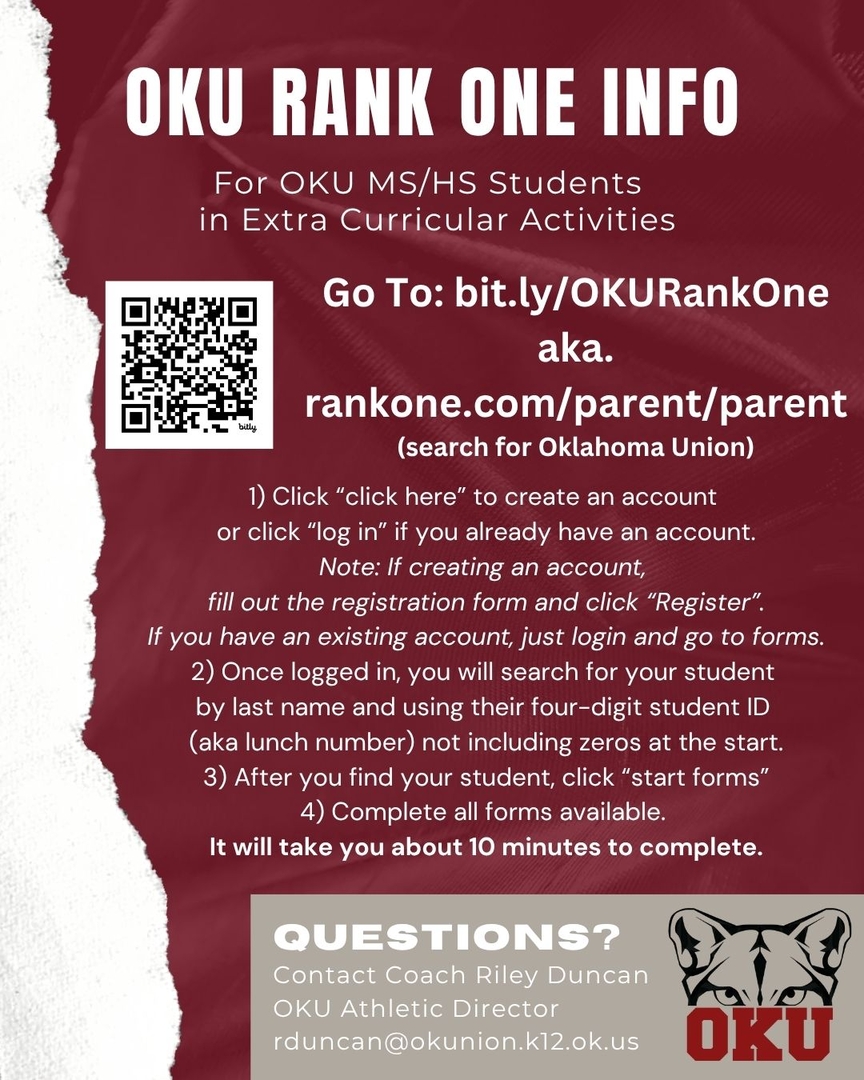 Oklahoma Union Public Schools - Rank One - For MS/HS Students in Extra ...